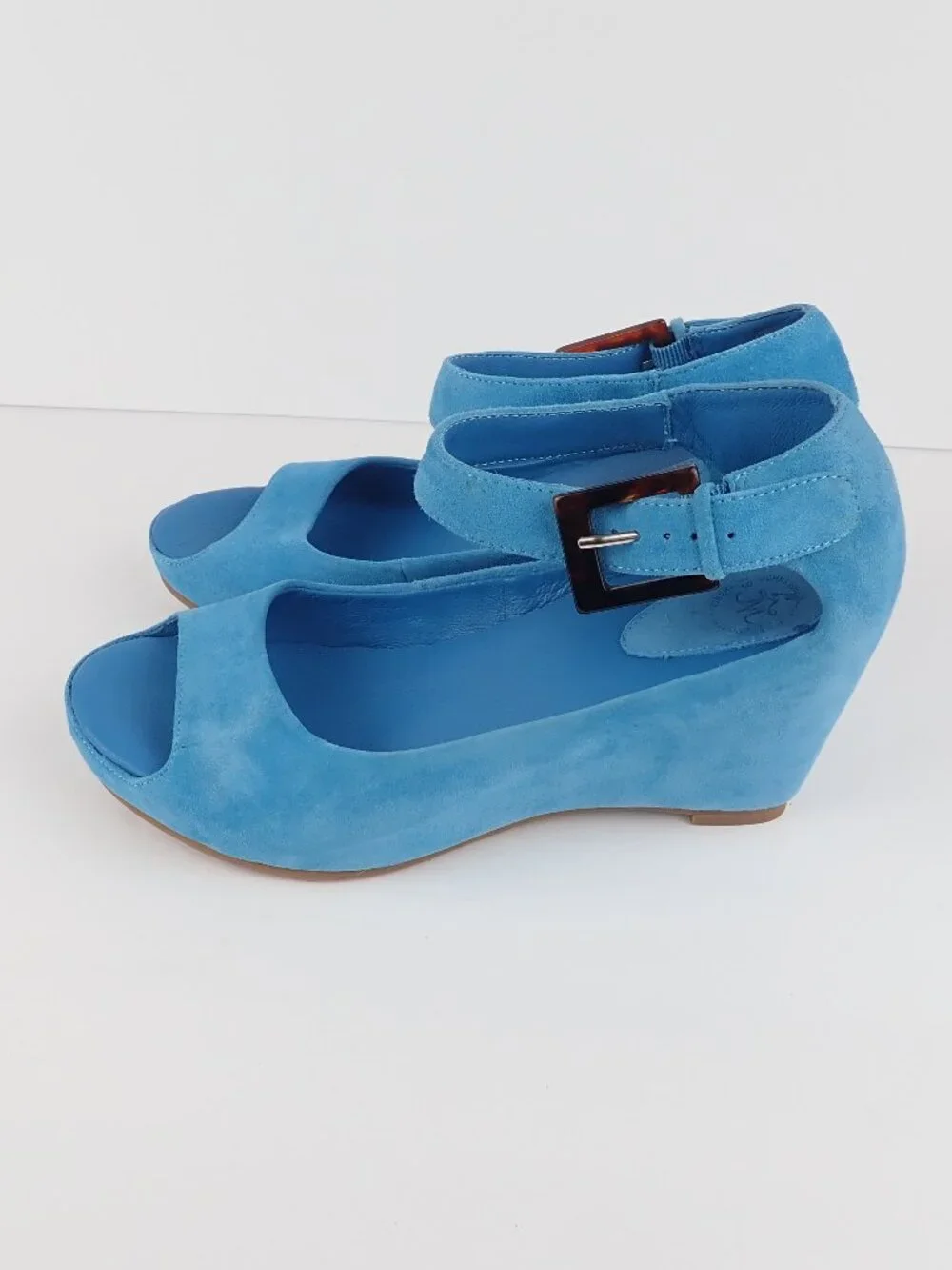 Johnston & Murphy Turquoise Open Toe Wedge Heels Womens US 9M